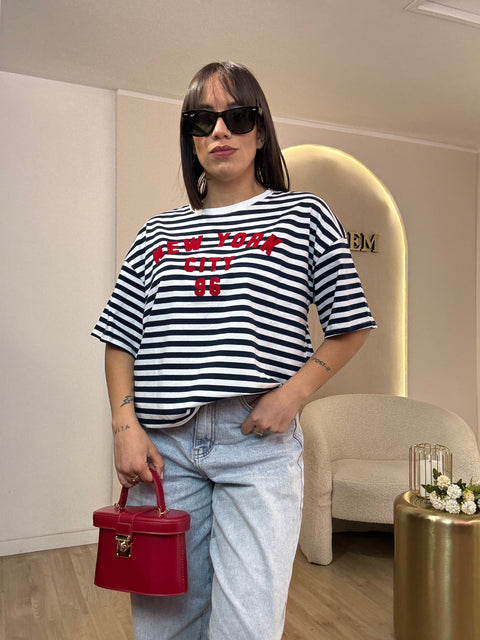 T-shirt rigata NEW YORK