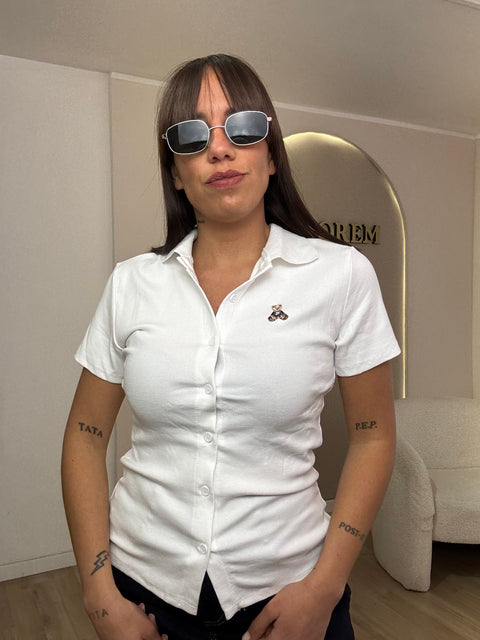 Maglia polo teddy con bottoncini