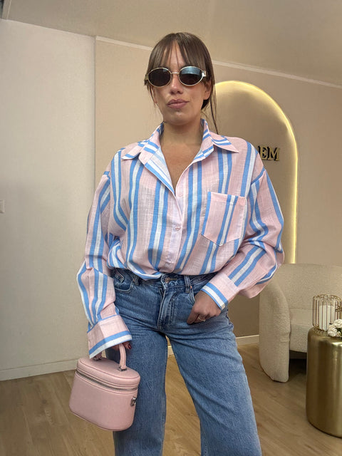 Camicia rigata con taschino morbida