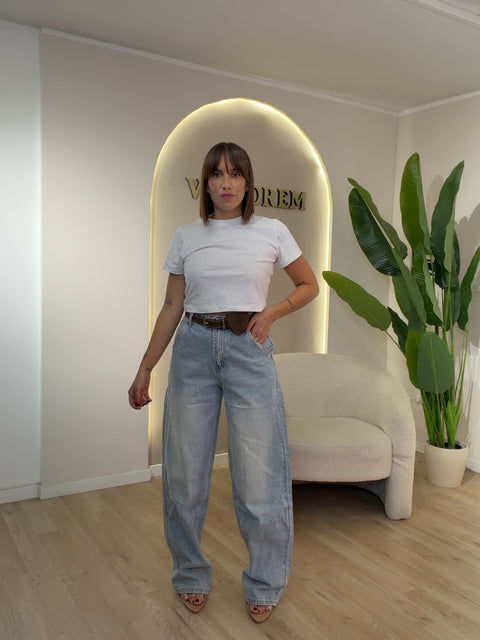 Jeans lungo tasca a filo