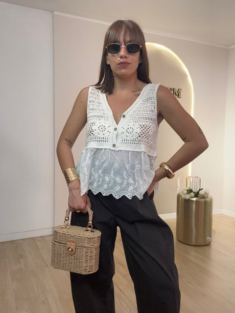 Gilet crochet e macramè