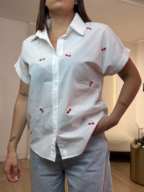 Camicia in cotone cherry