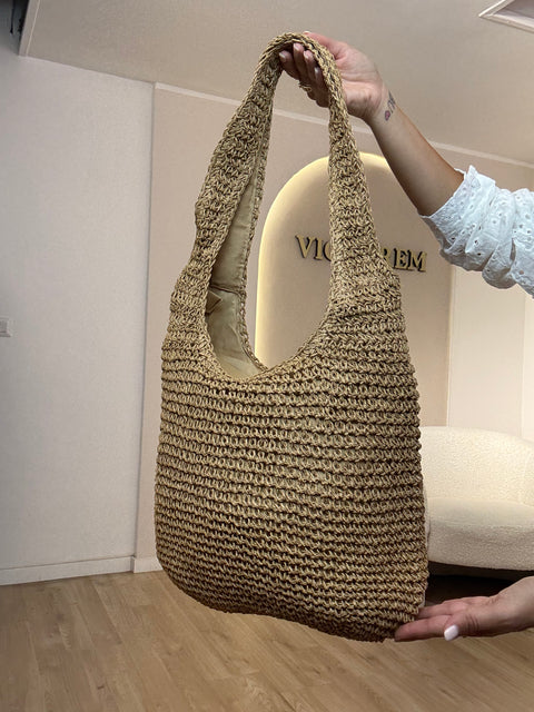 Borsa rafia manico lungo