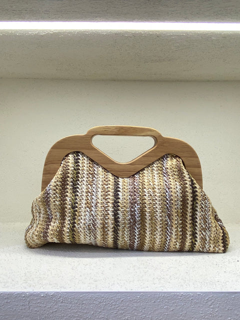 Borsa in rafia e legno