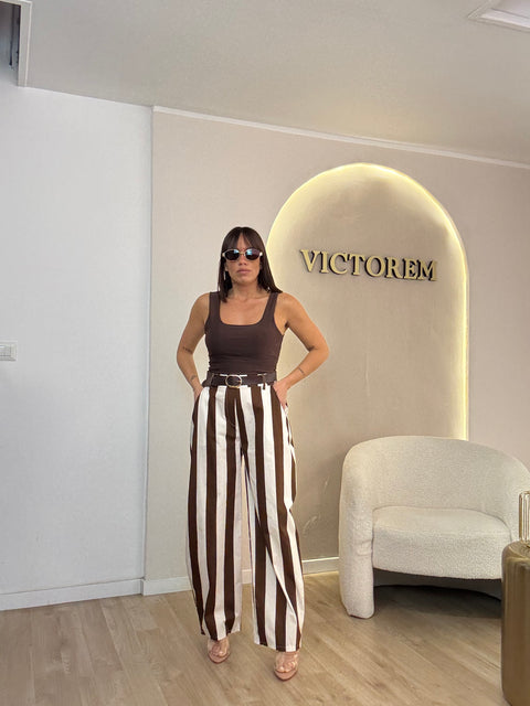 Pantalone in cotone rigato