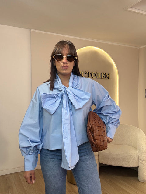 Camicia in cotone con fiocco