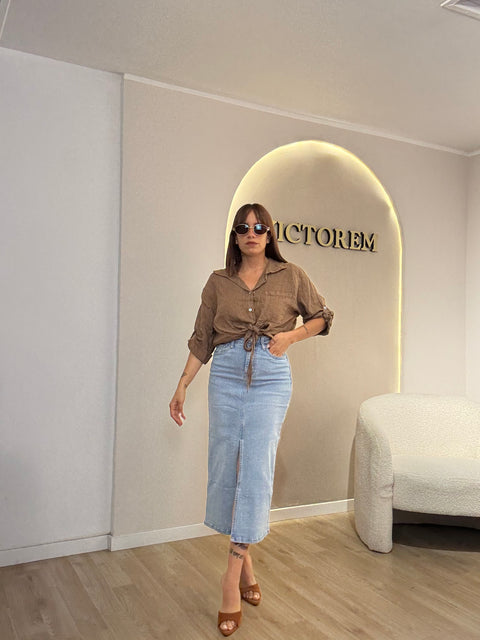 Gonna in denim longuette