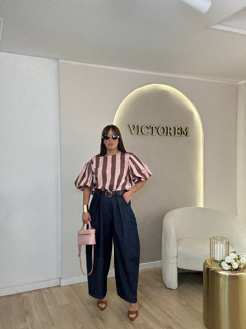 Pantalone ballon con cinta ecopelle