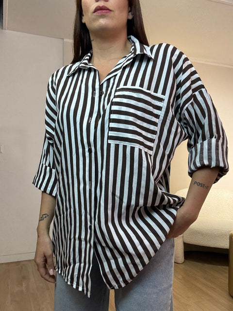Camicia riga con taschino
