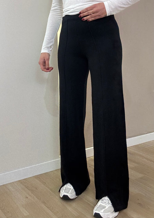 Pantalone in lana rasata con laccio