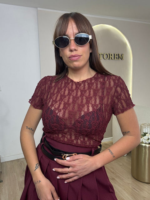 Maglia mezza manica in pizzo