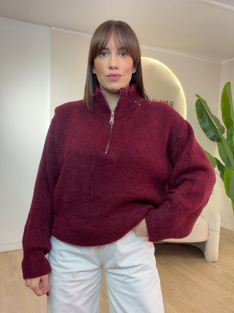 Maglia lana grossa zona zip