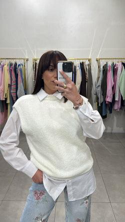 Gilet in lana giro collo