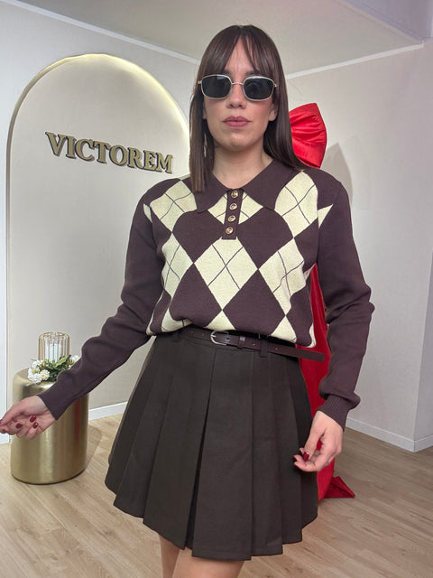 Pantagonna plissè con cinta ecopelle - Victorem
