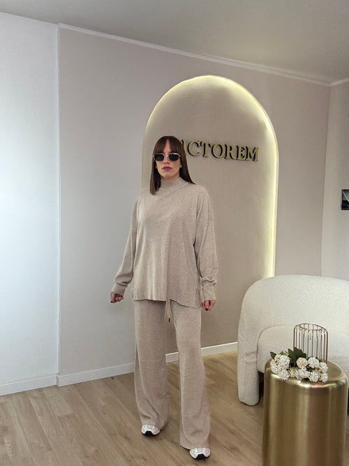 Coordinato lana rasata mezzo collo