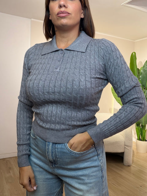 Maglia polo treccia