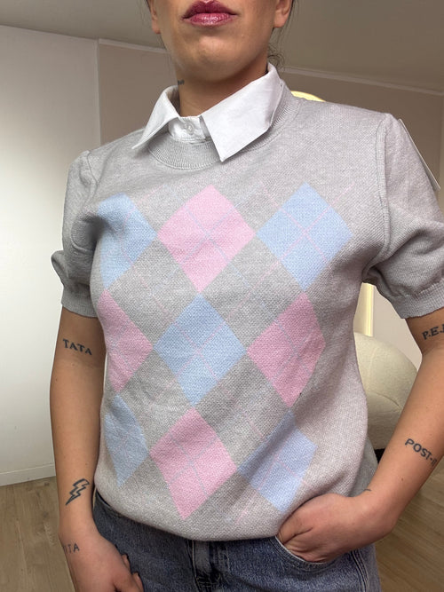 Maglia mezza manica fantasia rombi