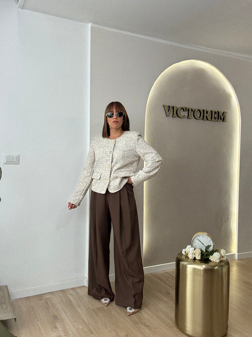 Pantalone palazzo con pence