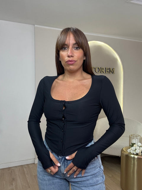 Maglia in lycra con bottoncini