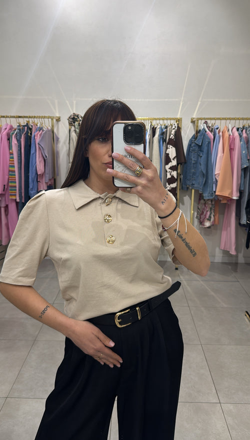 Maglia bottone oro low cost