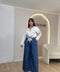 Pantalone tessuto denim con foulard