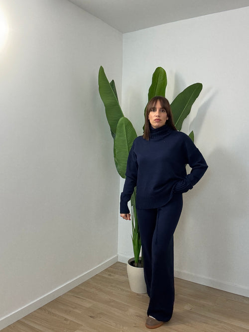 Coordinato lana rasata collo alto