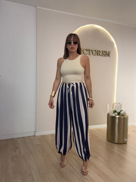 Pantalone baloon rigato