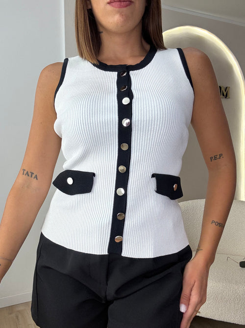 Gilet con bottoncini silver