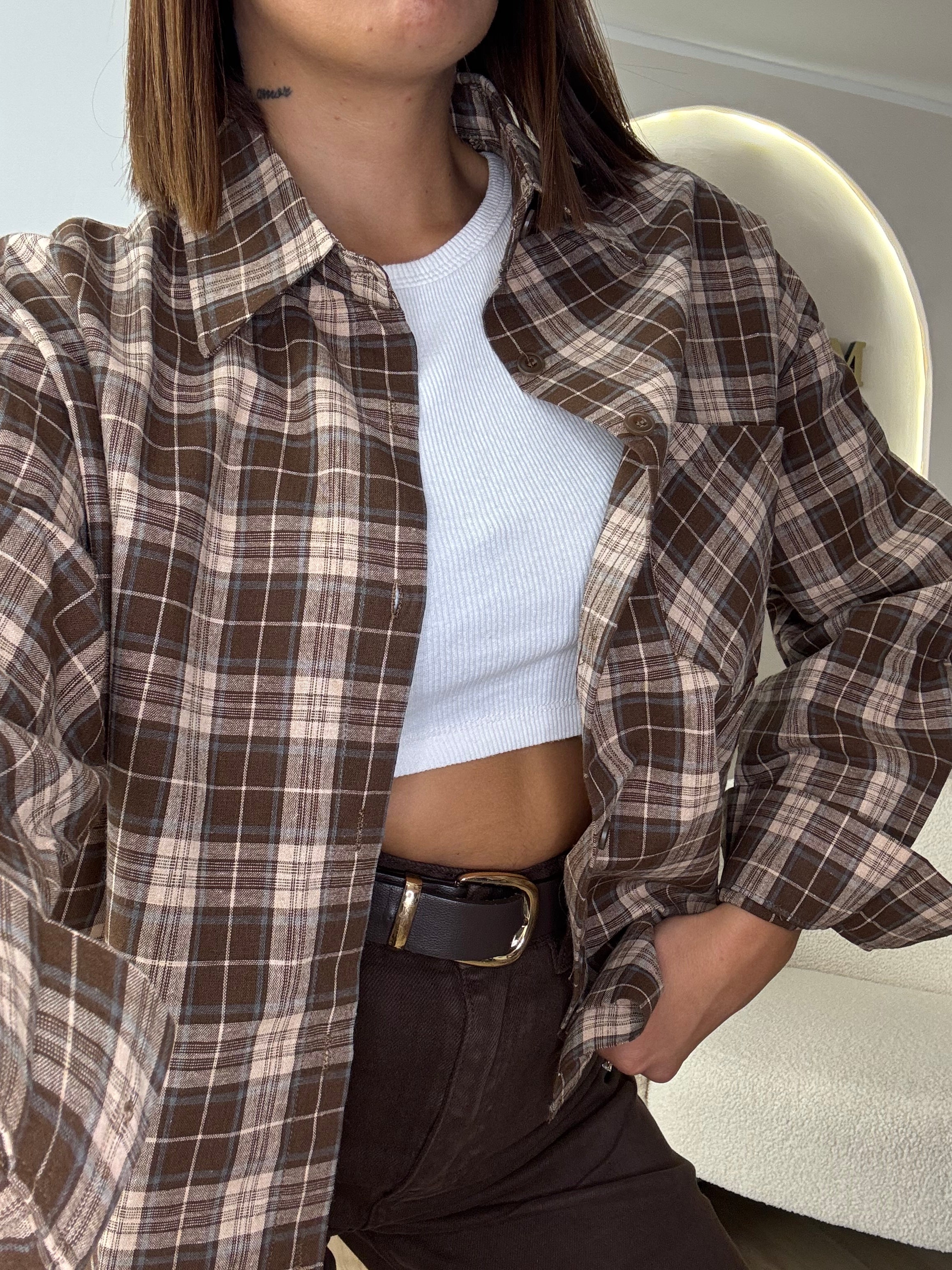 Camicia a quadri marrone