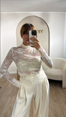 Maglia in pizzo mezzo collo