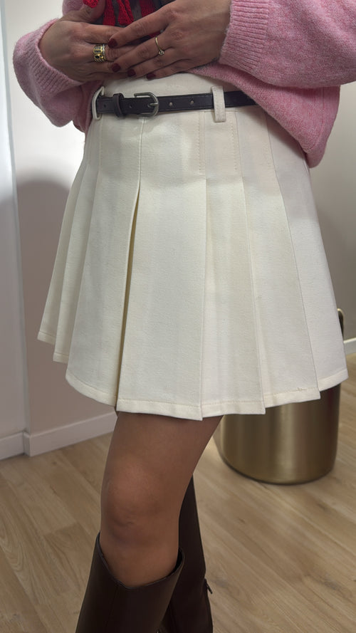 Pantagonna plissè con cinta ecopelle