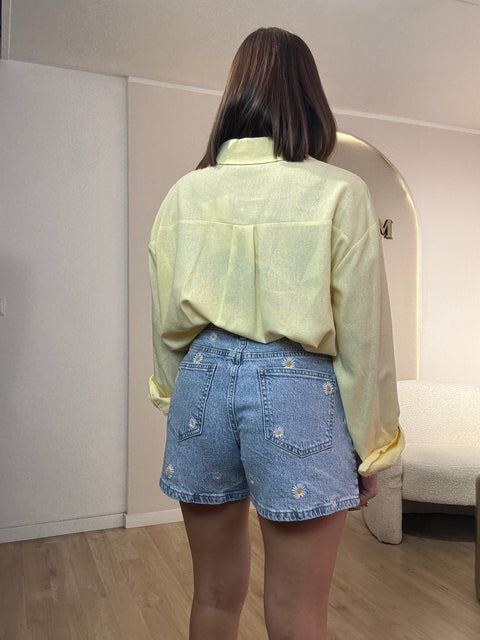 Shorts in denim margherite
