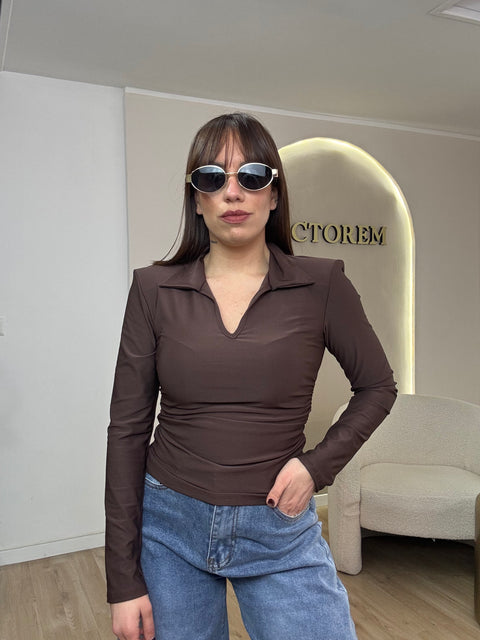 Maglia in lycra con spalline e colletto - Victorem