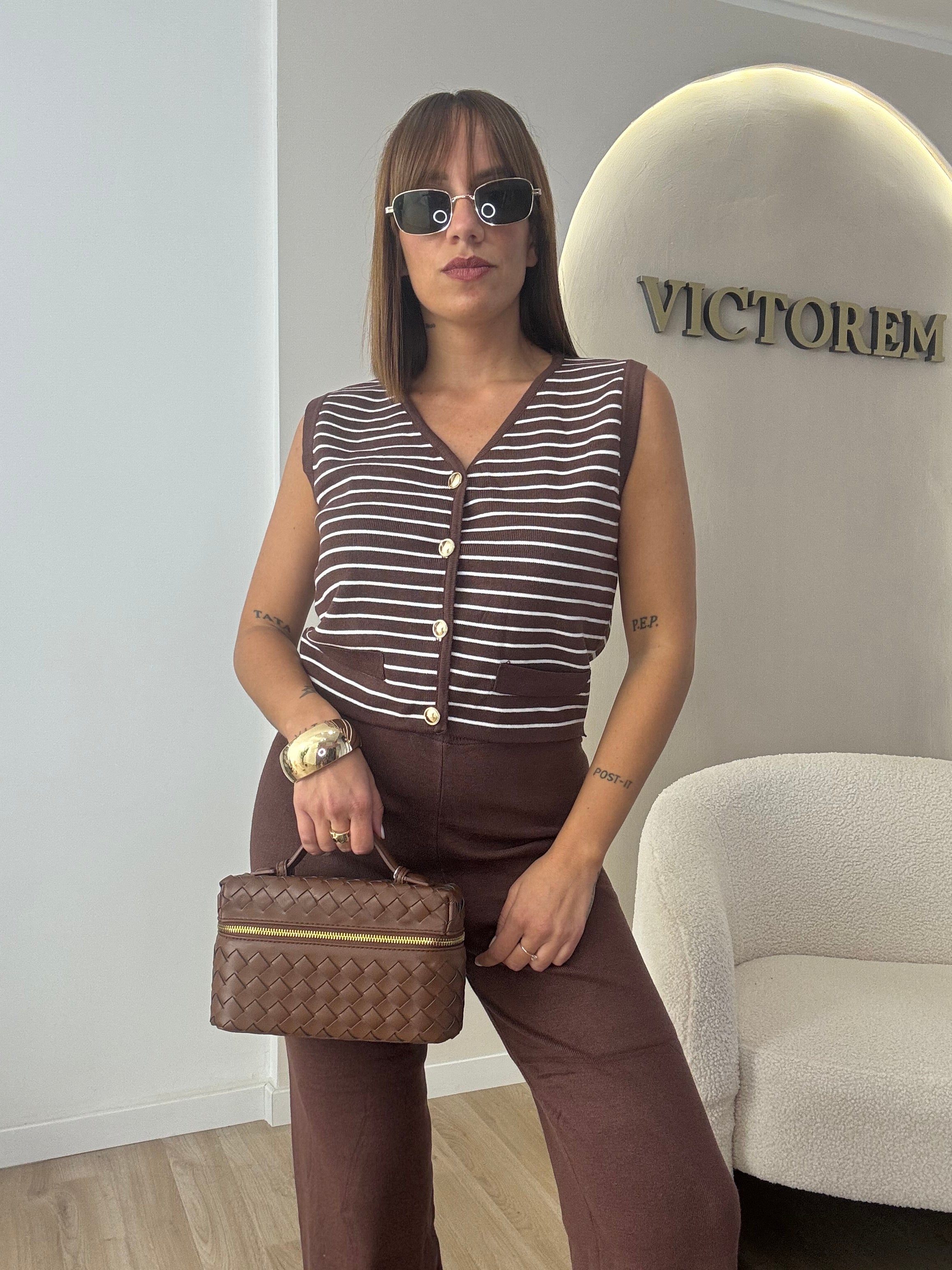 Coordinato gilet bottoni gold