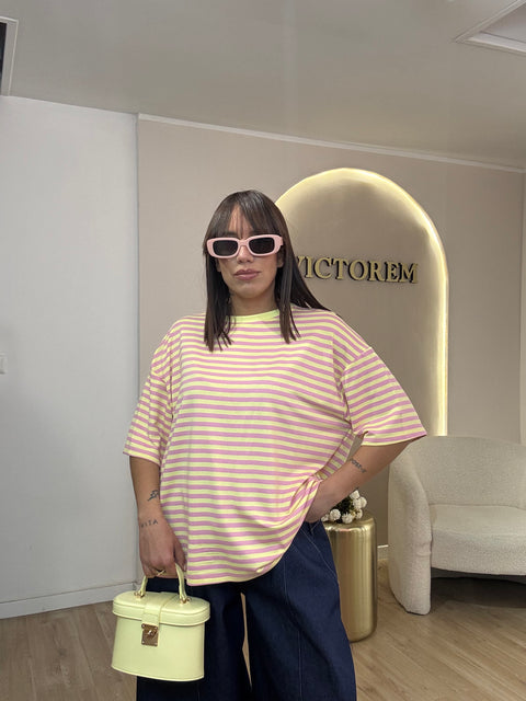 Maglia mezza manica riga