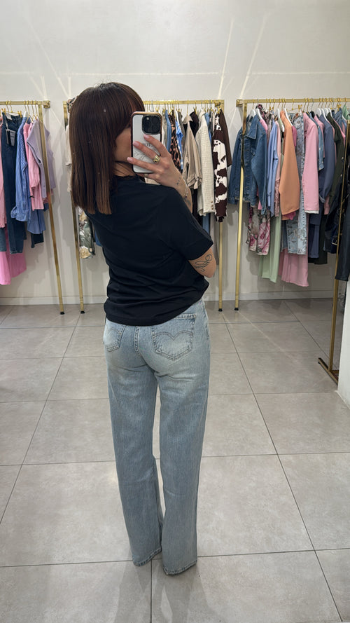 Jeans palazzo lavaggio sabbiato