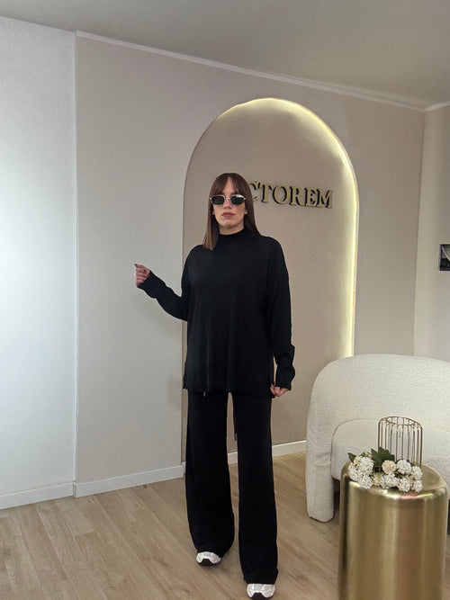 Coordinato lana rasata mezzo collo