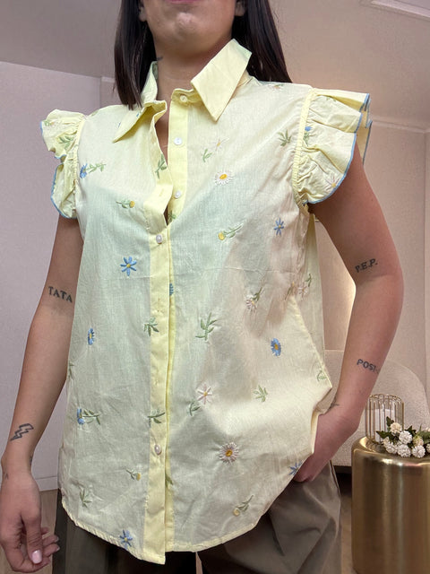 Camicia can volant fiorellini