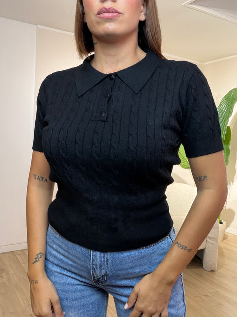 Maglia mezza manica treccia