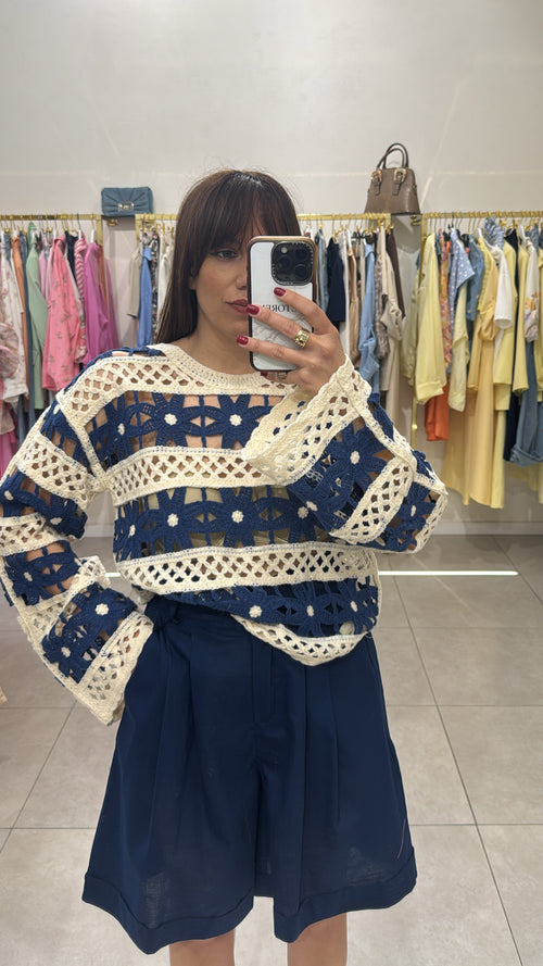 Maglia macrame fiori