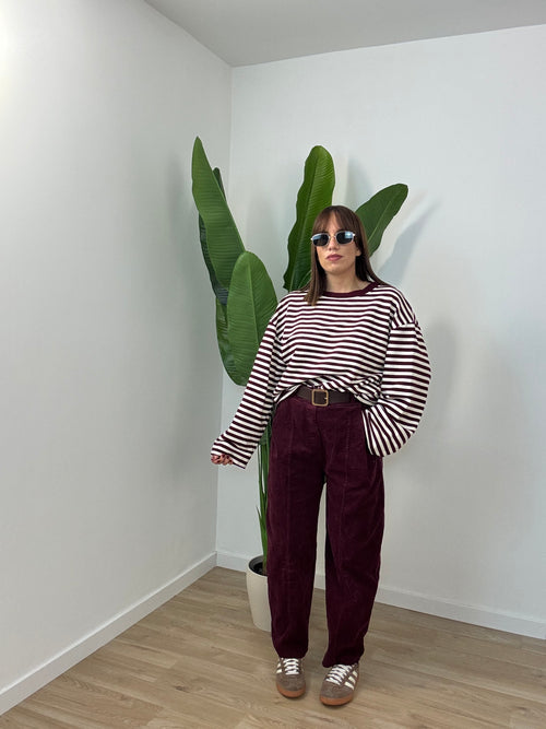 Pantalone in velluto con cinta