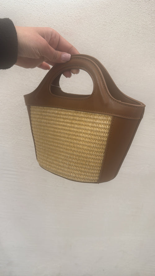 Borsa paglia e cuoio