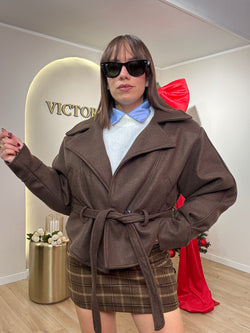 Cappottino crop con cinta