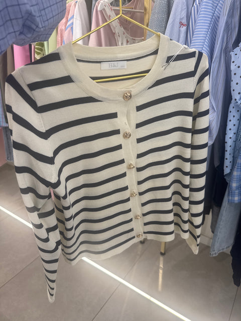 Cardigan rigato con bottoncini
