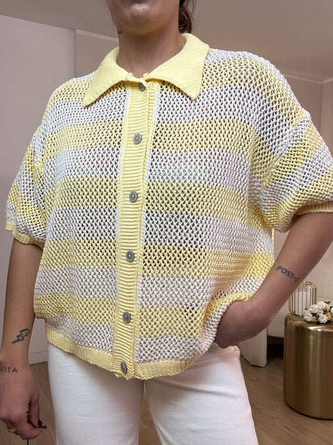 Cardigan in filo rigato