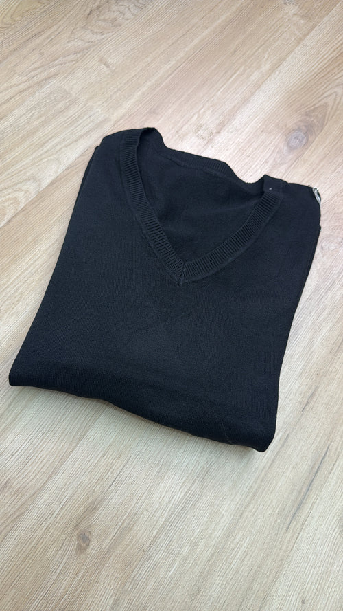 Maglia scollo a V lana rasata