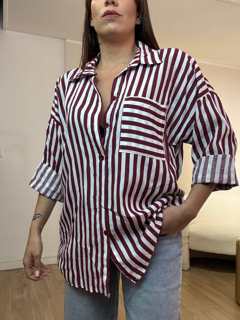 Camicia riga con taschino