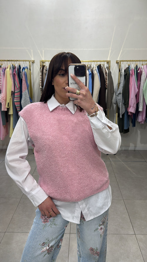 Gilet in lana giro collo
