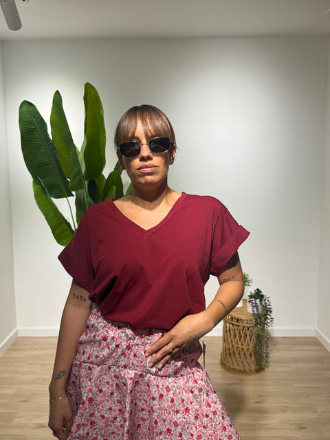 T- shirt in cotone scollo a V - Victorem