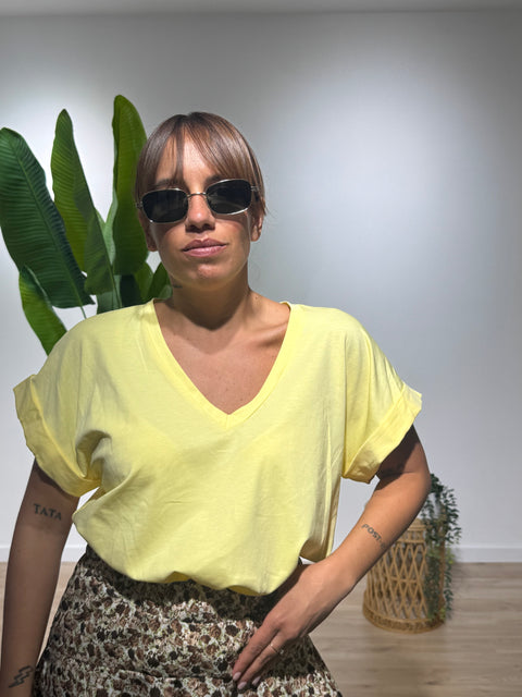 T- shirt in cotone scollo a V - Victorem